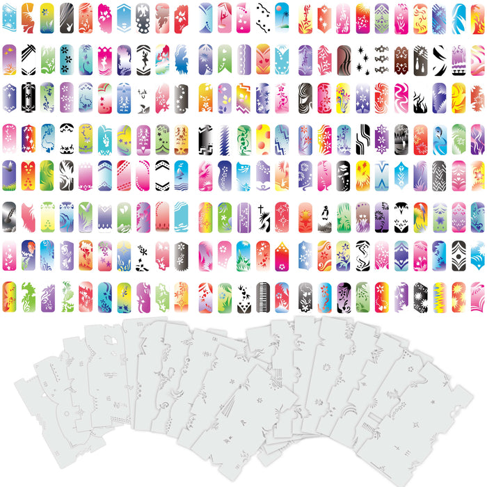 Airbrush Nail Stencils - Design Series Set # 6 Includes 20 Individual Nail Templates with 14 Designs each for a total of 280 Designs of Series #6