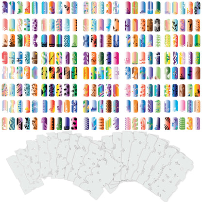 Airbrush Nail Stencils - Nail Art Stencils Set #7: 320 Unique Designs from 20 Individual Templates