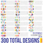 Airbrush Nail Stencils - Nail Art Stencils Set #9: 300 Unique Designs from 20 Individual Templates