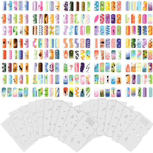 Airbrush Nail Stencils - Design Series Set # 9 Includes 20 Individual Nail Templates with 15 Designs each for a total of 300 Designs of Series #9