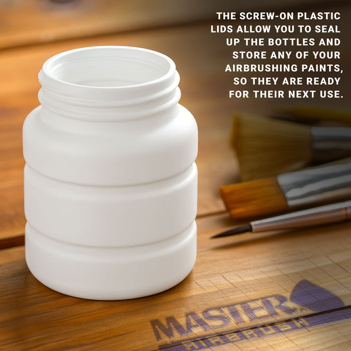 10 Pack Master Airbrush TB-005, 2.7oz Plastic Jar Bottles with 60Â­ Down Angle Adaptor Lid Assembly, Single-Action Siphon
