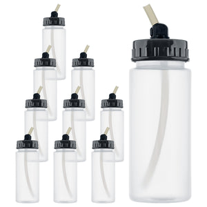 10 Pack TB-008, 2.7oz Plastic Jar Bottles with 30° degrees Down Angle Adaptor Lid Assembly, Single-Action Siphon