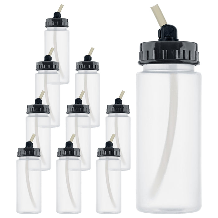 10 Pack Master Airbrush TB-008, 2.7oz Plastic Jar Bottles with 30° degrees Down Angle Adaptor Lid Assembly, Single-Action Siphon
