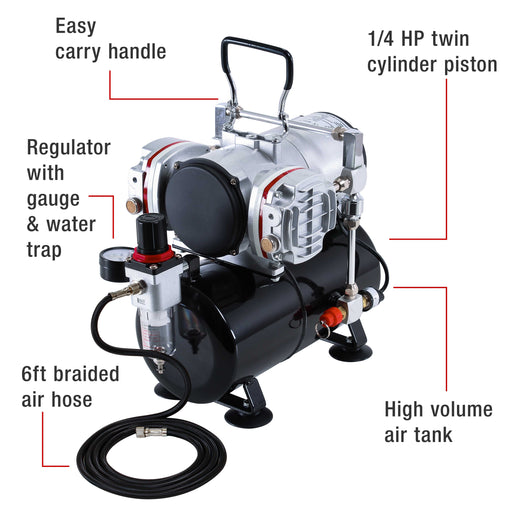 Twin Piston Airbrush Air Compressor