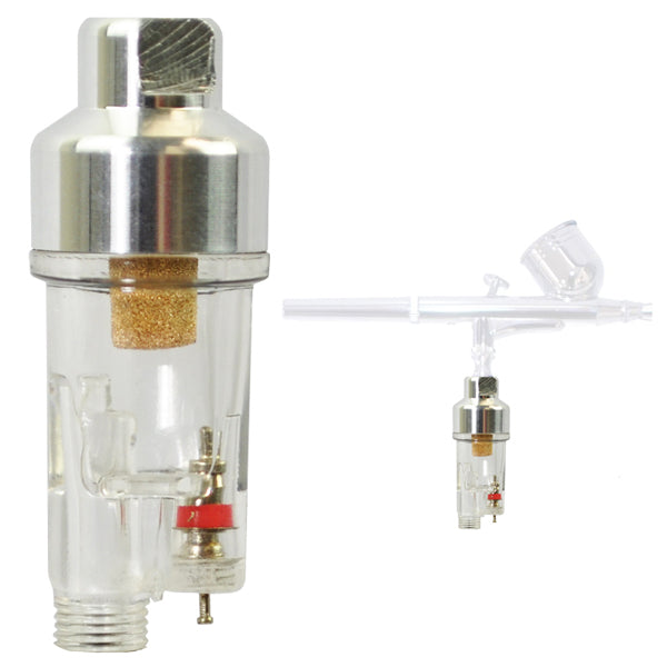 In-Line Mini Air Filter Water Trap - 1/8" BSP Threads - Airbrush Moisture Trap & Air Compressor Accessory (Connects directly onto airbrushes and