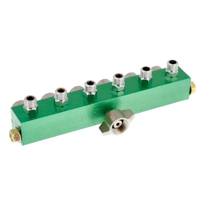6 Way Air Hose Splitter with Metered Airbrush Manifold with 1/4" BSP Female Air Inlet & 6 - 1/8" BSP Male Air Outlets