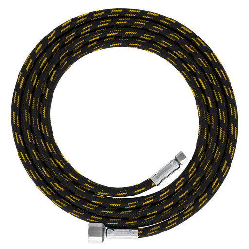 Premium 6 Foot Nylon Braided Airbrush Hose with Standard 1/8" Size Fitting on One End and a 1/4" Size Fitting on the Other End (Hose color may vary)