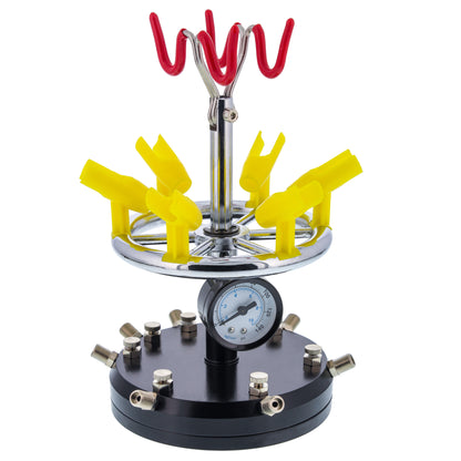 6 Station Airbrush Holder with Air Manifold - Holds 8 Airbrushes with Regulated Air Flow Control - Airbrush Stand for Artists and Modelers