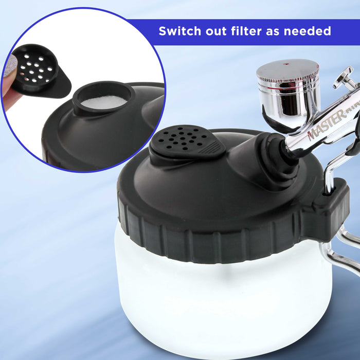 Airbrush 3 in 1 Cleaning Pot with Holder with 4 Replacement Filters and a Paint Syringe
