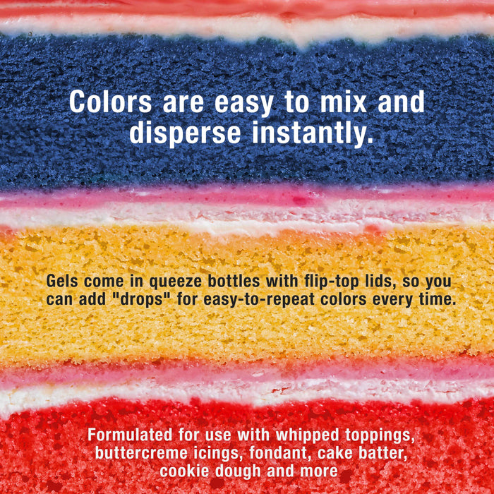 Chefmaster Liqua-Gel Cake Color Set - 4 Patriotic Colors in 0.64 fl. oz. (19ml) Bottles