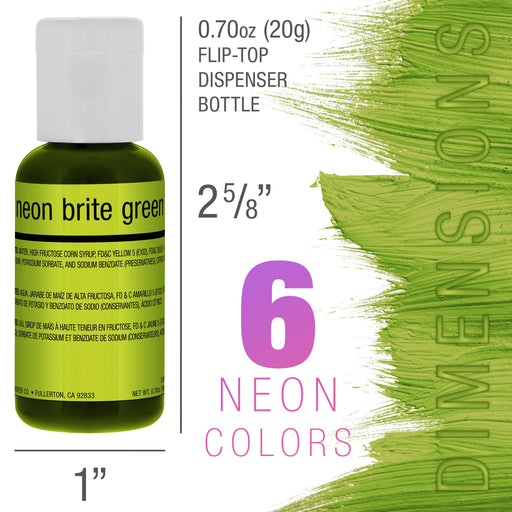 Chefmaster 6-Color 19ml Neon Airbrush Cake Color Set