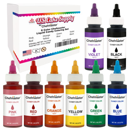 Chefmaster 2-Ounce Liquid Candy Color 8 Color Kit