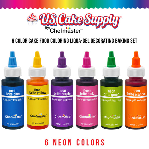 6 Neon Liqua-Gel Cake Color Kit, 2 oz.