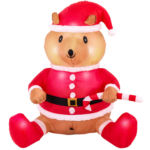 Christmas Masters 3.5 Foot Inflatable Santa Teddy Bear Cub with Hat, Candy Cane, Yard Prop Decoration with LED Lights, Indoor Outdoor Holiday Blow Up