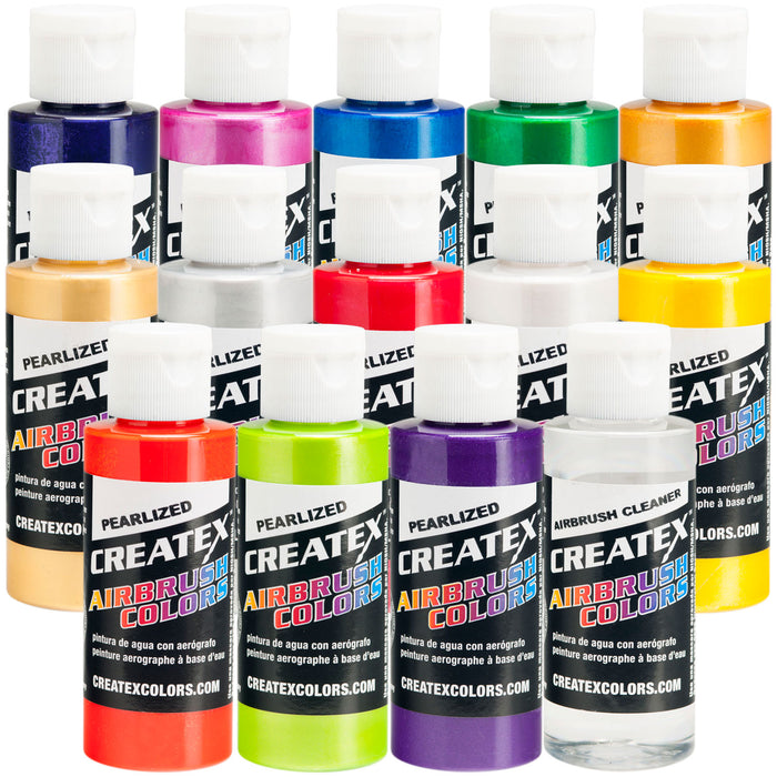 14 Color Pearlized Airbrush Paint Set, 2 oz. Bottles