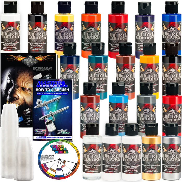 20 Color & Reducer Wicked Airbrush Paint Set, 2 oz. Bottles