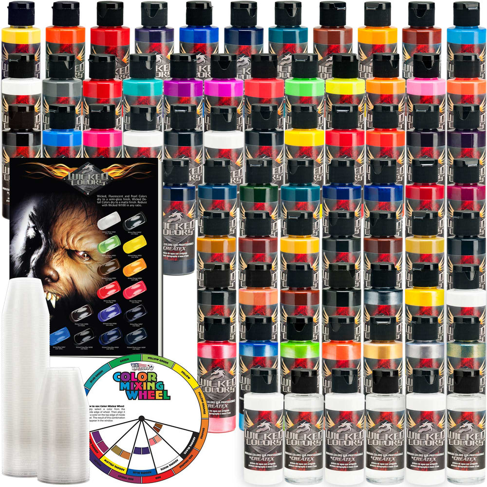 Createx 66 Color & Reducer Wicked Airbrush Paint Set, 2 oz. Bottles