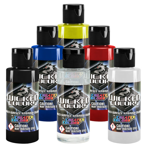 5 Color & Reducer Wicked Airbrush Paint Set, 2 oz. Bottles