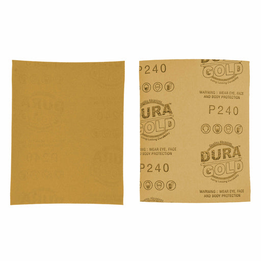 240 Grit Gold - 1/4 Sheet Plain Backing Sandpaper 5.5" x 4.5" - For Palm Sanders - Box of 400