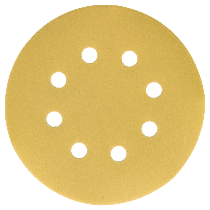 400 Grit - 5" Gold DA Sanding Discs - 8-Hole Pattern Hook and Loop - Box of 50