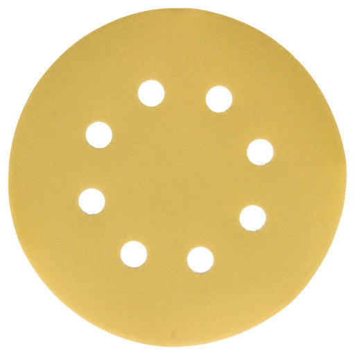 500 Grit - 5" Gold DA Sanding Discs - 8-Hole Pattern Hook and Loop - Box of 50