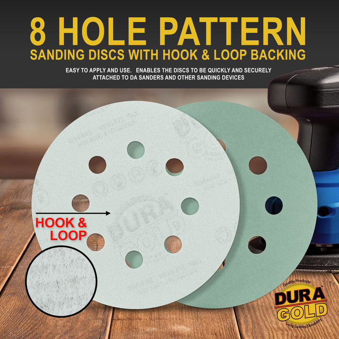 1000 Grit - 5" Green Film DA Sanding Discs - 8-Hole Pattern Hook and Loop - Box of 50