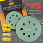 2000 Grit - 5" Green Film DA Sanding Discs - 8-Hole Pattern Hook and Loop - Box of 50