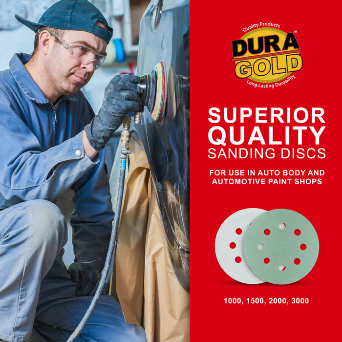 3000 Grit - 5" Green Film DA Sanding Discs - 8-Hole Pattern Hook and Loop - Box of 50