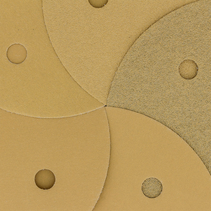 Variety Grit Pack - 5" Gold DA Sanding Discs - 5-Hole Pattern Hook and Loop - Box of 50