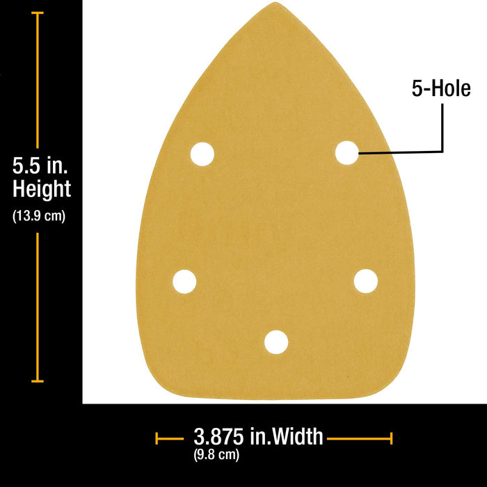 220 Grit - 5-Hole Pattern Hook & Loop Sanding Sheets for Mouse Sanders - Box of 24