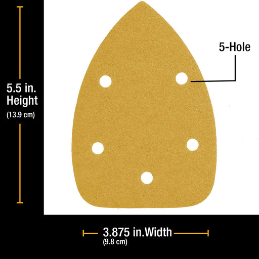 60 Grit - 5-Hole Pattern Hook & Loop Sanding Sheets for Mouse Sanders - Box of 24