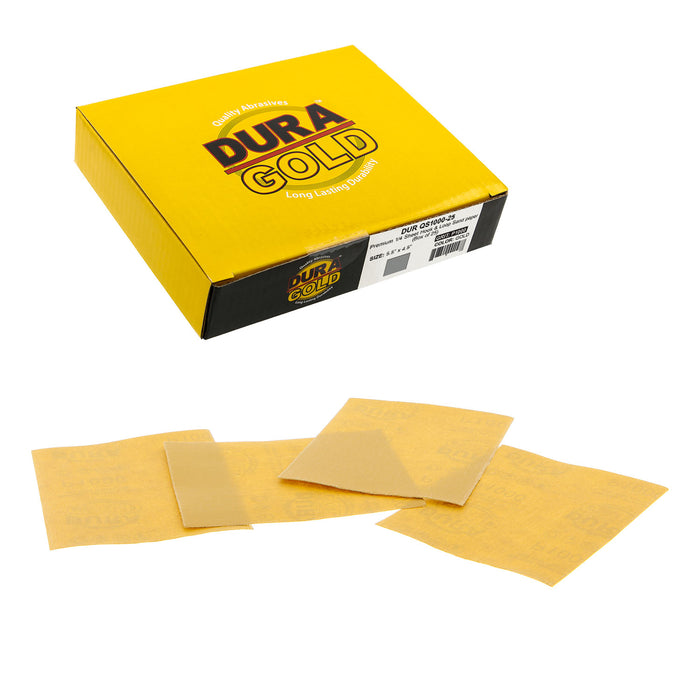 1000 Grit - 1/4 Sheet Hook & Loop Sandpaper 5.5" x 4.5" - For Automotive & Wookworking Palm Sanders - Box of 25