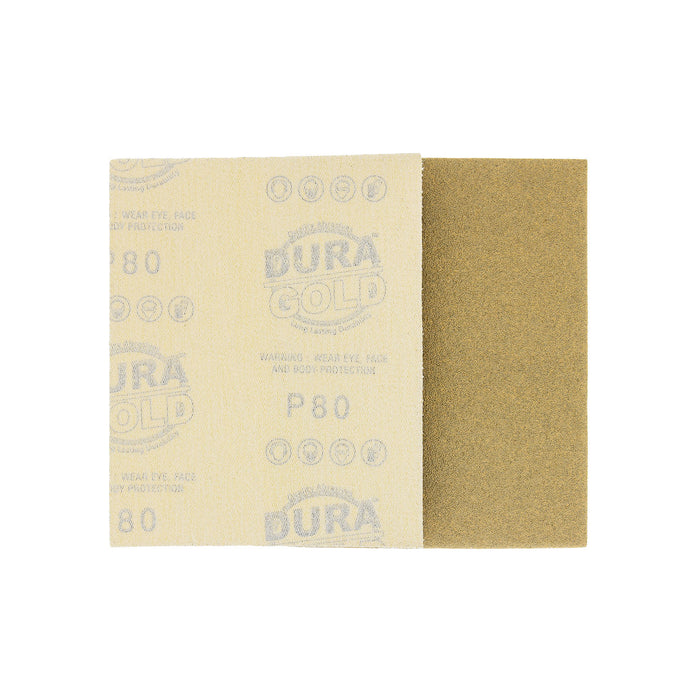 80 Grit - 1/4 Sheet Hook & Loop Sandpaper 5.5" x 4.5" - For Automotive & Wookworking Palm Sanders - Box of 25