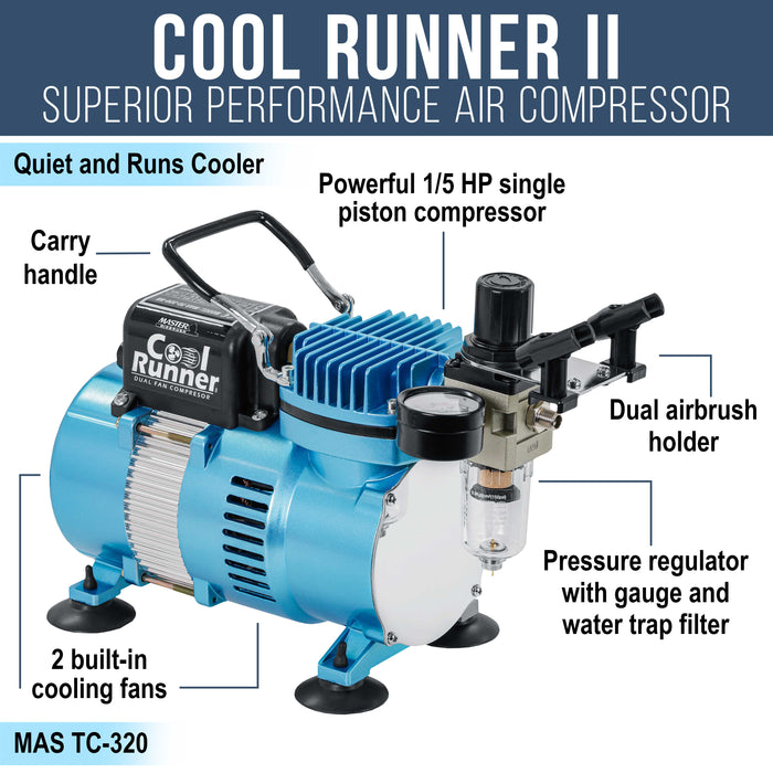 Master Airbrush Cake Decorating Air Brush Kit with Air Compressor - Model G22 Gravity Feed Dual-Action Airbrush, 12 Color Chefmaster Food Coloring Set for Decorating Cakes, Cupcakes and Cookies