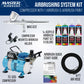 Multi-Purpose with Air Compressor - 6 Primary Opaque Colors Acrylic Paint Artist Set - G22 Gravity Feed Airbrush and