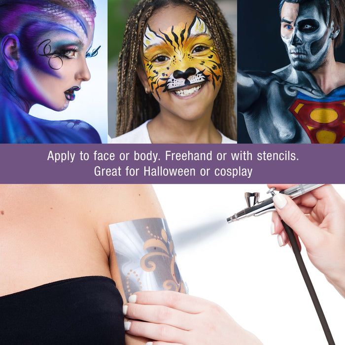 Master Airbrush Face Painting Air Brush Kit with Air Compressor - U.S. Art Supply Temporary Tattoo Kit with Custom Body Art 4 Color Face Paint Set - G22 Gravity Feed Airbrush and Compressor