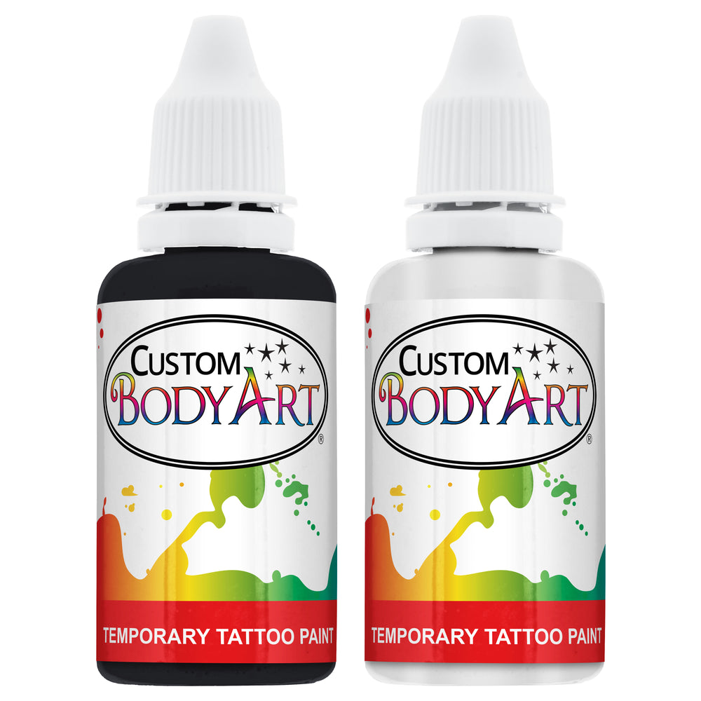 Custom Body Art 2 Color Kit Temporary Tattoo Airbrush Paint Body Ink Set