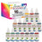 Custom Body Art Set of 16 Colors 1-oz Bottles of Water Based Face-Body Airbrush Colors