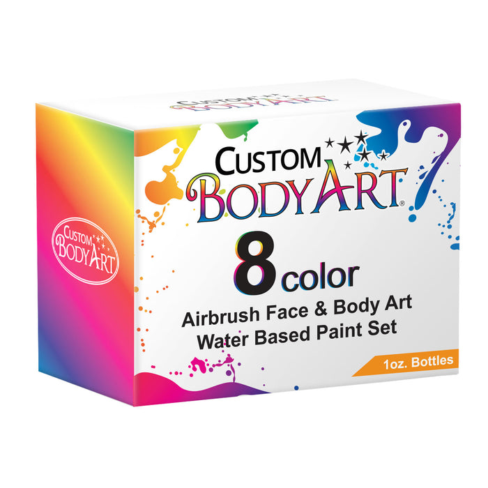 8 Primary Color Airbrush Face & Body Water Based Painting Set, 1 oz. Bottles