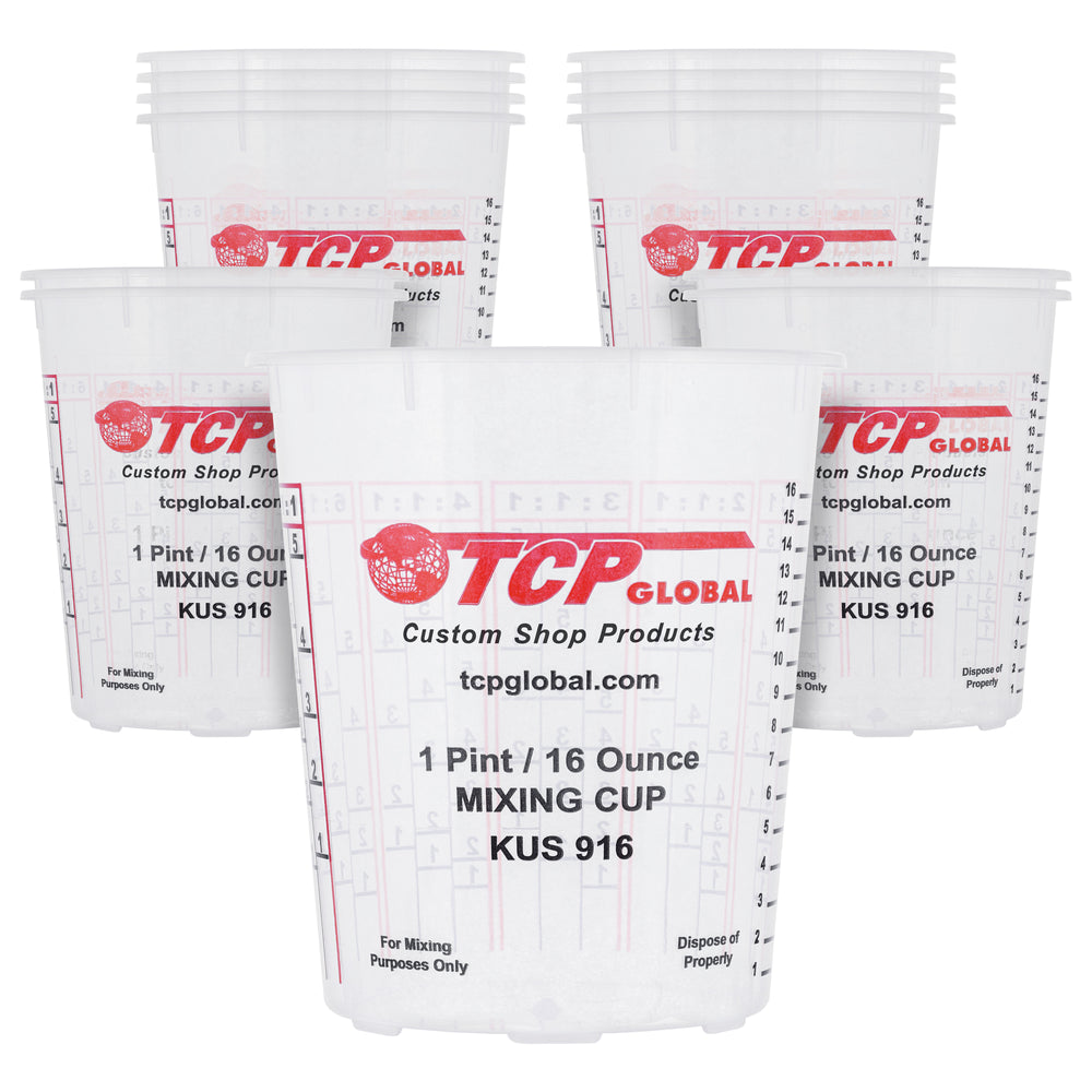 Paint Mixing Cups, 16-Ounce (12 Pack) - Plastic Measuring Cups for Liquids, Automotive Painting, Epoxy Resin, Acrylic Arts, Crafts