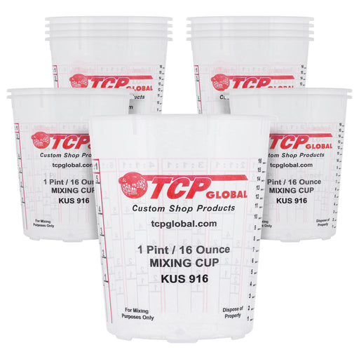 Paint Mixing Cups, 16-Ounce (12 Pack) - Plastic Measuring Cups for Liquids, Automotive Painting, Epoxy Resin, Acrylic Arts, Crafts