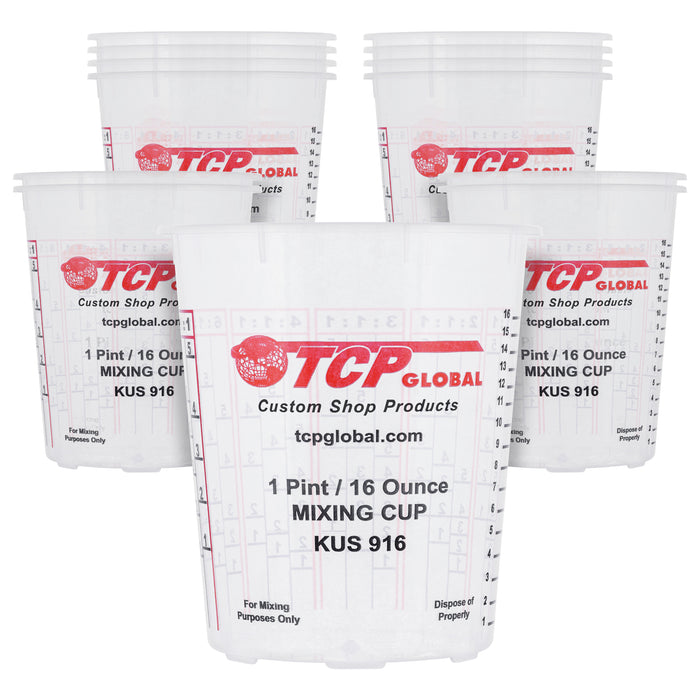 Paint Mixing Cups, 16-Ounce (12 Pack) - Plastic Measuring Cups for Liquids, Automotive Painting, Epoxy Resin, Acrylic Arts, Crafts