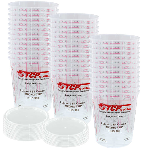 Pack of 36 - Mix Cups - Half Gallon size - 64 ounce Volume Paint and Epoxy Mixing Cups - Mix Cups Are Calibrated with Multiple Mixing Ratios