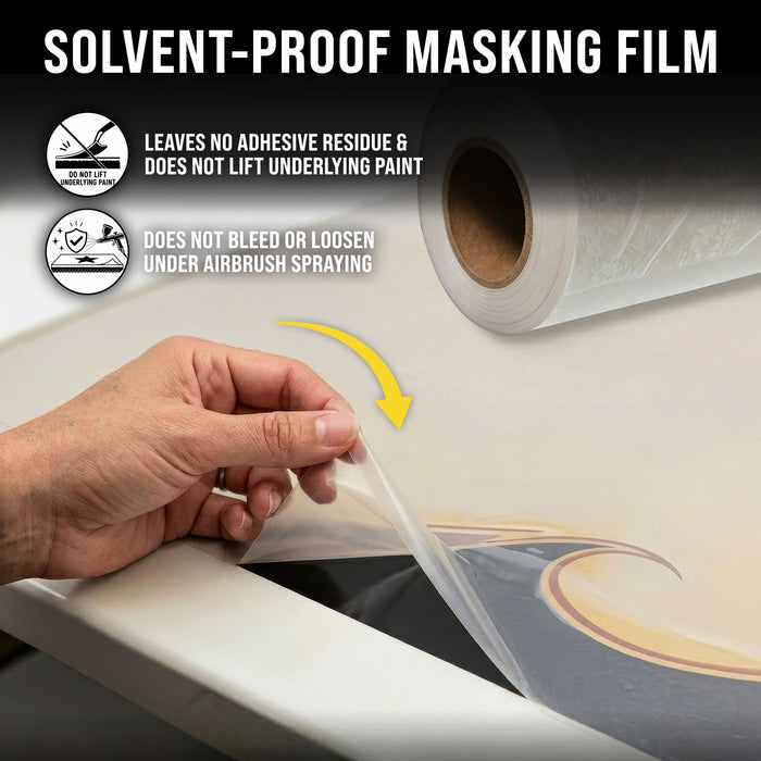 12" x 150' Frisket Masking Film Roll - Self-Adhesive Semi-Transparent Medium-Tack for Artists, Airbrush Graphics, Automotive Painting, Stencil Making, Design Transfer