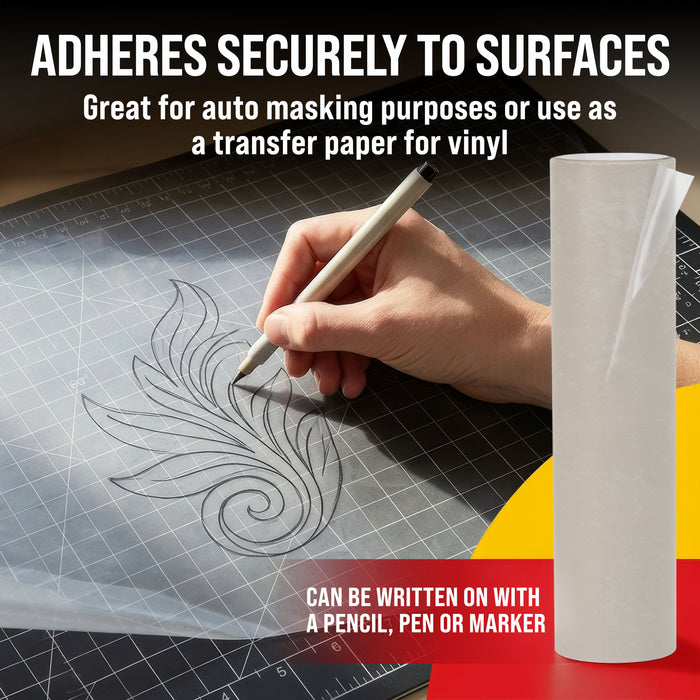 12" x 30' Frisket Masking Film Roll - Self-Adhesive Semi-Transparent Medium-Tack for Artists, Airbrush Graphics, Automotive Painting, Stencil Making, Design Transfer
