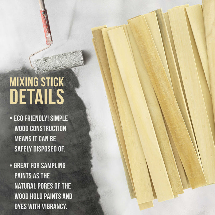 100 Craft & Paint Sticks - 12" Inch Premium Grade Wood Stirrers / Paddles - Use For Wood Crafts - Paddle To Mix Epoxy Resin Or Paint - Mixing Sticks