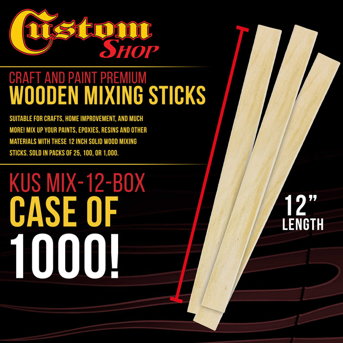 Craft and Paint Sticks - 12" Inch Premium Grade Wood Stirrers / Paddles - Use For Wood Crafts - Paddle To Mix Epoxy Resin Paint - Case of 1000 Sticks