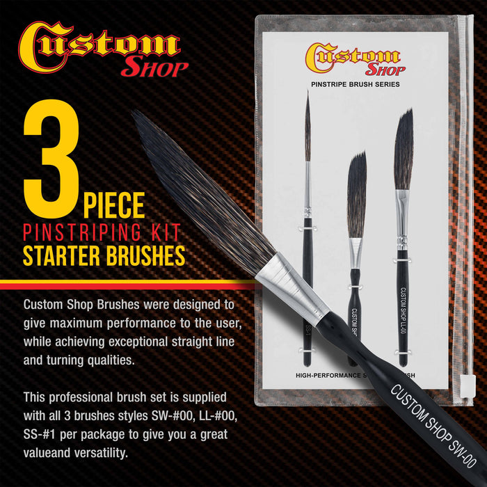 Starter Pinstripe Brush Kit (Sword #00, Scroll #1 & Long Liner - #00)
