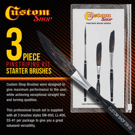 Custom Shop Starter Pinstripe Brush Kit (Sword #00, Scroll #1 & Long Liner - #00)