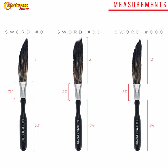 Custom Shop Sword Pinstripe Brush 3 Size Kit (0, 00, 000)